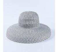 YXWYXWA Retro Round Top Big Straw Hat Ladies s Travel Holiday Visor Hats Vintage Women Beach Hat Black and White