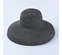 YXWYXWA Retro Round Top Big Straw Hat Ladies s Travel Holiday Visor Hats Vintage Women Beach Hat Black and White