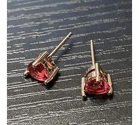 YXWYXWA Rose Gold Color Heart Women's Earring Real Sterling Silver Ruby Stud Earrings Wedding Party Fine Jewerly