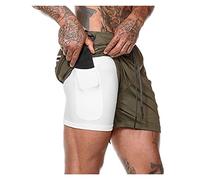 YXWYXWA Running Sport Shorts Mens 2 in 1 Short Sweatpants Gym Fitness Training Quick Dry Shorts Beach Short Pants