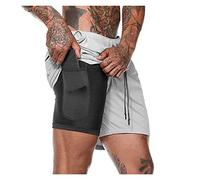 YXWYXWA Running Sport Shorts Mens 2 in 1 Short Sweatpants Gym Fitness Training Quick Dry Shorts Beach Short Pants