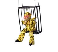 YXWYXWA Screaming Animated Decorations Hanging Decor Props Indoor Outdoor Motion Sensor Activated and Luminous Eyes Large Scary Cage