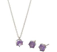 YXWYXWA Silver Jewellery Sets For Women, 925 Sterling Silver Zirconia Pendant Necklace and Birthstones Stud Earrings Set Bridal Wedding Bridesmaid Ladies Jewellery Gift Set
