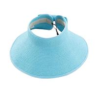 YXWYXWA Spring and Summer Fashion Hats Wide Roll-up Straw Sun Visor Hat Bowknot Hat Beach Outdoor Hat Women Ponytail Roll Up Sun Hat