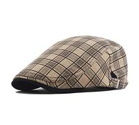 YXWYXWA Spring Cotton Square Color Plaid Tongue Cap Men's Sun Protection Beret Female Personality Casual