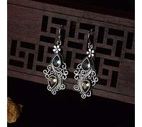 YXWYXWA Sterling Silver Gemstone Garnet Drop Earring Natural Amethyst Sapphire Crystal For Fine Jewelry Bizuteria Earrings Women