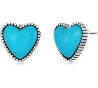 YXWYXWA Sterling Silver Jewelry,925 Sterling Silver Heart Turquoise Ear Studs for Women Blue Love Stud Earrings Korean Ears Jewelry Gift