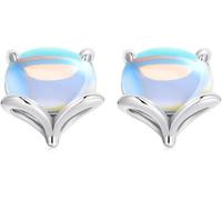 YXWYXWA Sterling Silver Jewelry,925 Sterling Silver Rainbow Moonstone Cute Fox Stud Earrings for Women s925 Ear Studs Jewelry