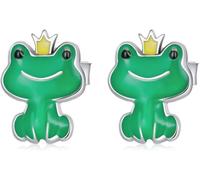 YXWYXWA Sterling Silver Jewelry,925 Sterling Silver Small Stud Earrings For Women Cute Green Frog Ear Studs Jewelry Gift For Gir