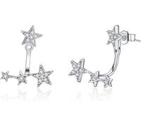 YXWYXWA Sterling Silver Jewelry,Authentic 925 Sterling Silver Clear CZ Luminous Ear Jackets Earrings for Women Silver 925 Women Girl Gifts Jewelry