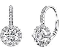 YXWYXWA Sterling Silver Jewelry,Authentic 925 Sterling Silver Dazzling Cubic Zircon Round Zircon Drop Earrings for Women Wedding Silver Jewelry
