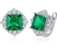 YXWYXWA Sterling Silver Jewelry,Classic Genuine 925 Sterling Silver Green Square Zircon Stud Earrings for Women Wedding Earrings Silver Jewelry