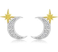 YXWYXWA Sterling Silver Jewelry,Moon and Stars Stud Earrings for Women Authentic 925 Sterling Silver Luxury Anti-Allergy Jewelry Gifts for Girl