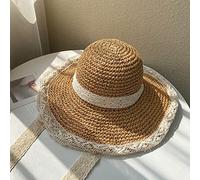 YXWYXWA Summer Hat Lace Beach Hats Women Rope Travel Wide Brim Sun Hat