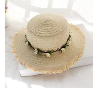 YXWYXWA Summer Hats for Women Beach Straw Hat Sun Beach Accessories Flat Top Cap Wreath Outdoor Parent-Child