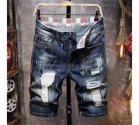 YXWYXWA Summer Nuevo Agujero para Hombres Jeans Cortos Fashion High Street Holte Shorts Algodón de algodón Gran tamaño