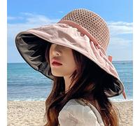 YXWYXWA Summer Women Large Brim Beach Hat Foldable Knit Hollowed out Floppy Top s Panama Bucket Hat Holiday Visor Caps