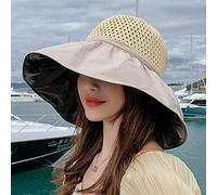 YXWYXWA Summer Women Large Brim Beach Hat Foldable Knit Hollowed out Floppy Top s Panama Bucket Hat Holiday Visor Caps