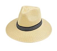 YXWYXWA Summer Woven Hat Retro Jazz Bowler Hat Men and Women Seaside Surf Foldable Sun Hat
