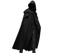 YXWYXWA Unisex para Hombre Cape Cape Cape con capó Renacimiento Costuems Cosplay Knight Tunic Gothic Witch Party Cape, Black, 3XL