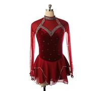 YXWYXWA Vestido de Patinaje sobre Hielo Figura de niñas, Terciopelo de Terciopelo Mangas largas de Terciopelo diálogo diáleo Brillante con Mangas de la Punta de la Punta de los Dedos Ballet Ballet