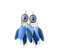 YXWYXWA Vintage Ethnic Style Feather Earrings u2013Oval Two-Tone Bohemian Tassel Feather Earrings,Exaggerated Large Statement Feather Curved Needle Earrings