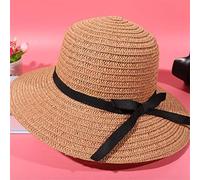 YXWYXWA Women Hat Summer Ribbon Bowknot Wide Brim Outdoor Sun Hats Foldable Floppy Panama Ladies Beach Cap