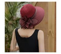 YXWYXWA Women Mesh Church Hat with Floral Summer Wide Brim Cap Wedding Party Hats Beach Sun Protection Caps