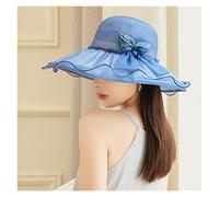 YXWYXWA Women Mesh Church Hat with Floral Summer Wide Brim Cap Wedding Party Hats Beach Sun Protection Caps