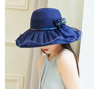 YXWYXWA Women Mesh Church Hat with Floral Summer Wide Brim Cap Wedding Party Hats Beach Sun Protection Caps