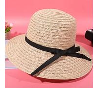 YXWYXWA Women Straw Hat Summer Ribbon Bowknot Wide Brim Outdoor s Foldable Floppy Panama Ladies Beach Cap