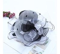 YXWYXWA Women's Summer Flat-Top Sunshade Hat, European and American Flower, Foldable Organza Large Beach Hat