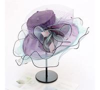 YXWYXWA Women's Summer Flat-Top Sunshade Hat, European and American Flower, Foldable Organza Large Beach Hat