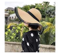 YXWYXWA Women's Sun Hat Wide Brim Floppy Hat Big Brim Hat Beach Hat Ribbon Brim Black