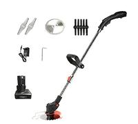 YXYLJOZ Cortacésped inalámbrico con batería de 7000 mAh, Cabezal Giratorio 90° - Cortadora eléctrica y desbrozadora para césped del jardín