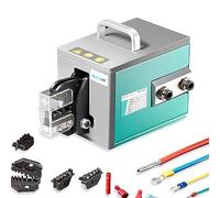 YXYLJOZ Herramienta neumática de crimpado, máquina crimpadora de terminales de Cable neumática de 1,3 T con 4 Juegos de Matrices, Pelacables y Pedal, crimpado de hasta 16 mm²