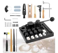 YXYLJOZ Kit de Herramientas para Doblar Anillos Pfps de 15 Piezas, con Troqueles de Nailon y Metal, Mandriles, Martillo, Abrazadera y Herramientas de Pulido, para Bricolaje
