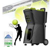 YXYLJOZ Máquina lanzapelotas de Tenis portátil, Lanzador automático de Pelotas, Equipo de práctica de Tenis, Control Mediante aplicación móvil, Capacidad de 100 Pelotas (Black)