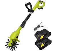 YXYLJOZ Motocultor eléctrico inalámbrico con 2 baterías de 2000 mAh y Cargador, Ancho de labranza de 10 cm, Profundidad de Trabajo de 25 cm Cultivo de la Tierra del jardín