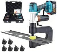 YXYLJOZ Perforadora hidráulica eléctrica para Metal, 6 Matrices (16-32 mm), Garganta de 150 mm, Ideal para perforar Aluminio, Cobre y Hierro - Máquina Perforadora de Alta Resistencia