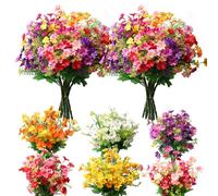 YXYQR 12 paquetes de margaritas artificiales de seda para exteriores, flores silvestres falsas, resistentes a los rayos UV, flores de plástico, arreglos florales para macetas de interior, jarrón,