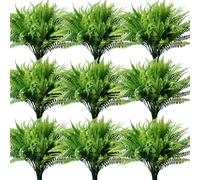 YXYQR 18 helechos artificiales para exteriores, resistentes a los rayos UV, a granel, helechos falsos de Boston, hierba, mamás, exteriores, arbustos verdes de plástico sintético para porche delantero