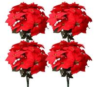 YXYQR 8 ramos de flores artificiales de Pascua rojas de Navidad para exteriores con 40 cabezas de flores de Pascua rojas de 20 cm para árbol de Navidad, guirnalda de Navidad, jarrón, caja de ventana,
