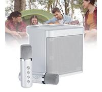 YXYSSMDGHY Juego De Altavoces Bluetooth para Karaoke En Casa, Máquina Todo En Uno De Audio Bluetooth para Karaoke De 10 W, 7,4 V/3000 Mah, Cinco Modos De Cambio De Voz, con 2 Micrófonos,White