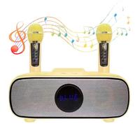 YXYSSMDGHY Máquina De Karaoke para Adultos Y Niños, Portátil con Bluetooth, Entrada USB/TF/Auxiliar, Sis-Tema De Altavoces Pa con 2 Micrófonos Inalámbricos. Gold