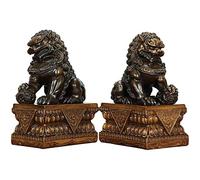 YXZN Estatuas de Leones - Resina Leones Chinos del Templo Fu - León guardián Chino Mejor Regalo de felicitación de inauguración de la casa Proteger la energía Malvada