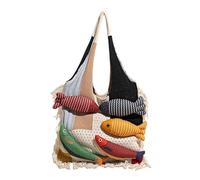 YY Bolsa de punto grueso de gran tamaño, tejida a mano, mezcla de algodón, bolsa de playa bohemia y detalles de flecos, bolsa de viaje versátil para mercado de agricultores, viajes y yoga, White