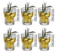 YY Juego de vasos de chupito de calavera de 6 a 1.5 onzas de vidrio transparente para bourbon, tequila y whisky, vasos de chupito de fiesta gótica con diseño apilable, regalo de Halloween