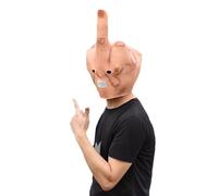 YY Máscara de dedo medio jumbo - Disfraz de mano de látex de gran tamaño de 18.9 pulgadas para fiesta de Halloween, cosplay, regalos de broma de comedia, bromas y protestas, suministros de fiesta más