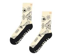 YY Vertical Calcetines de estilo de vida inspirados en la escalada para los amantes de la montaña Rock Socks - Climber Doodle L, Blanco, Large